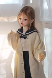 BJD Doll Clothes Toys Girls 1/4 Long Soft Cardigan Sweater Loose Knit Coat Daily Cute Pink Gray Gifts Doll Accessories (no doll)