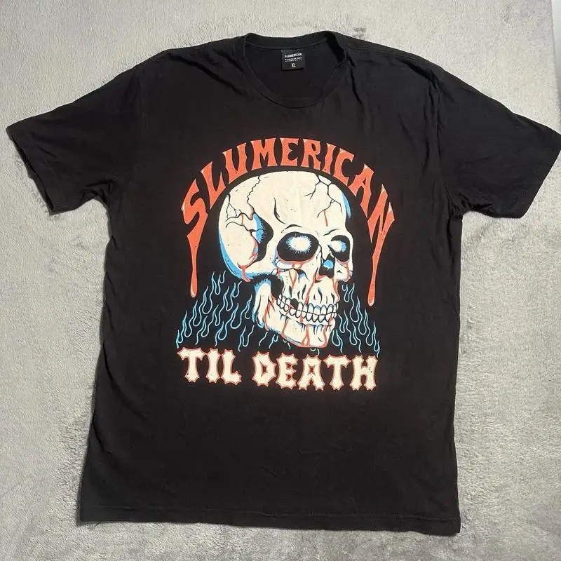 Slumerican Skull Blue Flames T-Shirt
