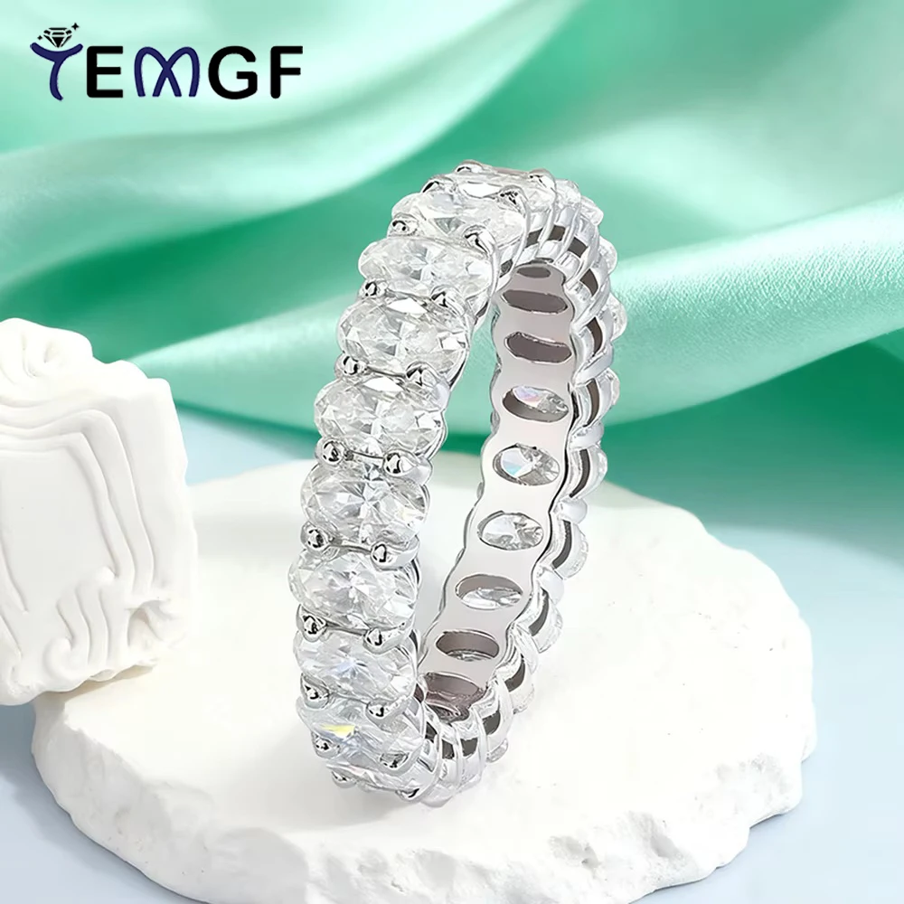 

TEMGF Full Oval Cut Moissanite Ring 925 Silver Ring for Elegant Women Fashion Sparkling Fine Jewelry Date Love Gifts With GRA