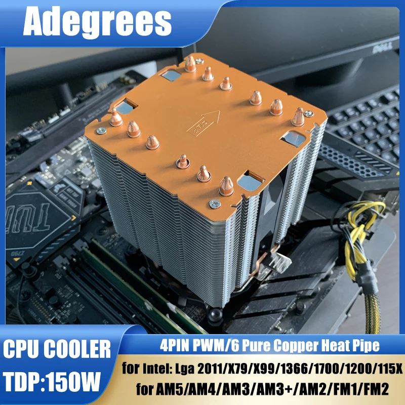 

Воздушный охладитель процессора ПК, радиатор, 4 тепловые трубки для Intel LGA 1700 1200 1150 1151 1155 2011 X79 X99 1366 AMD AM5 AM4 ventilador