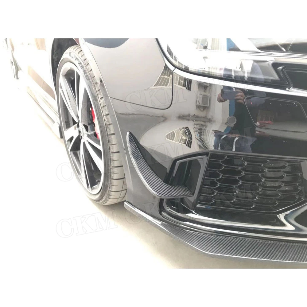 

CKMUUER For Audi A3 RS3 Sedan Carbon Fiber Front Bumper Canards Trim Winglet Molding Garnish Bumper Decoration