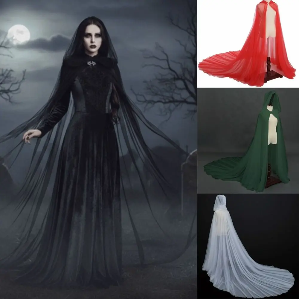 

New Design with Oversized Hood Halloween Hooded Cloak Vintage Black Color Overcoats Lace-up Vintage Hooded Cape