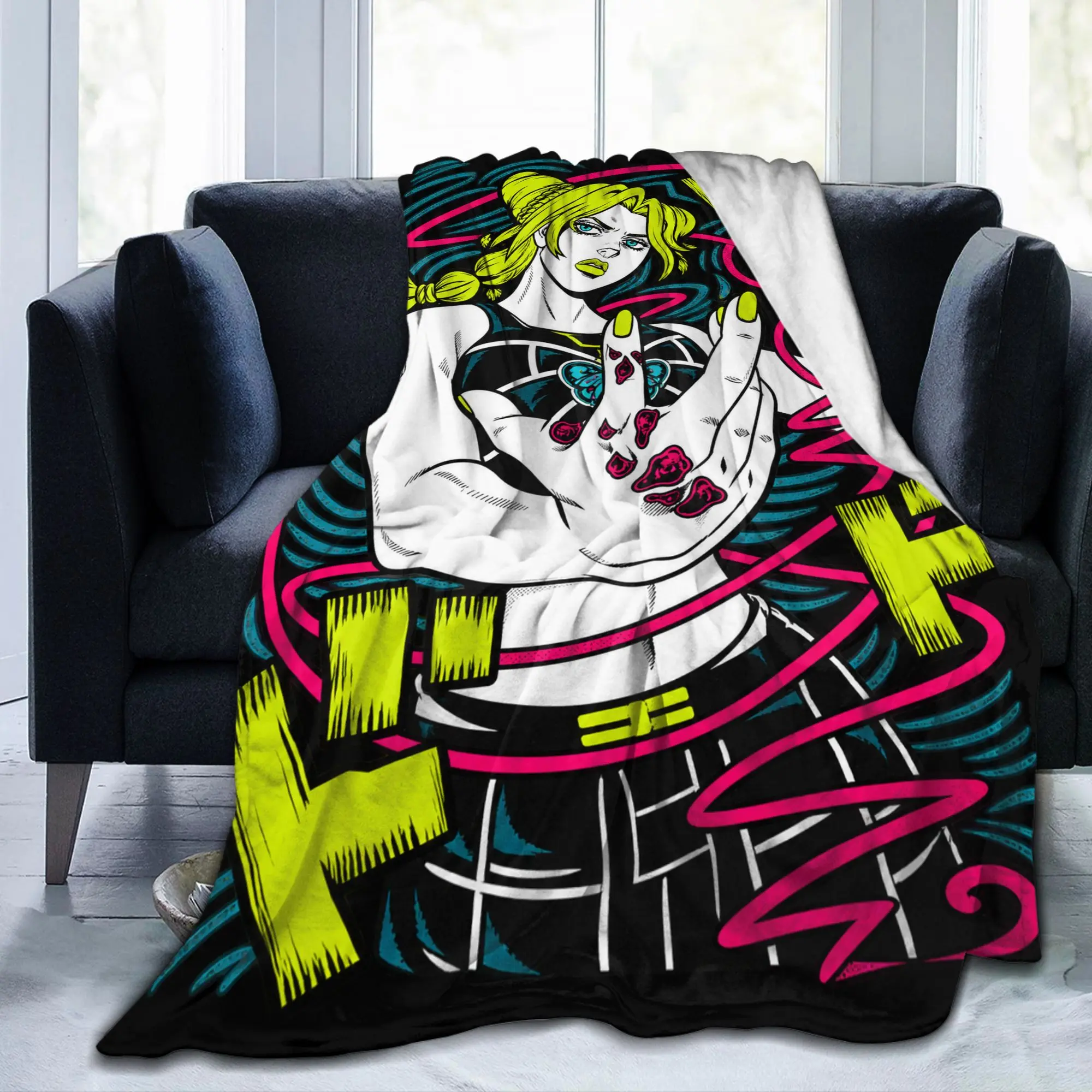 Jojo's Bizarre Adventure Jolyne Cujoh Stone Soft Blanket Travel Plush Throw Blanket Bedroom Flannel Bedspread Sofa Bed Cover