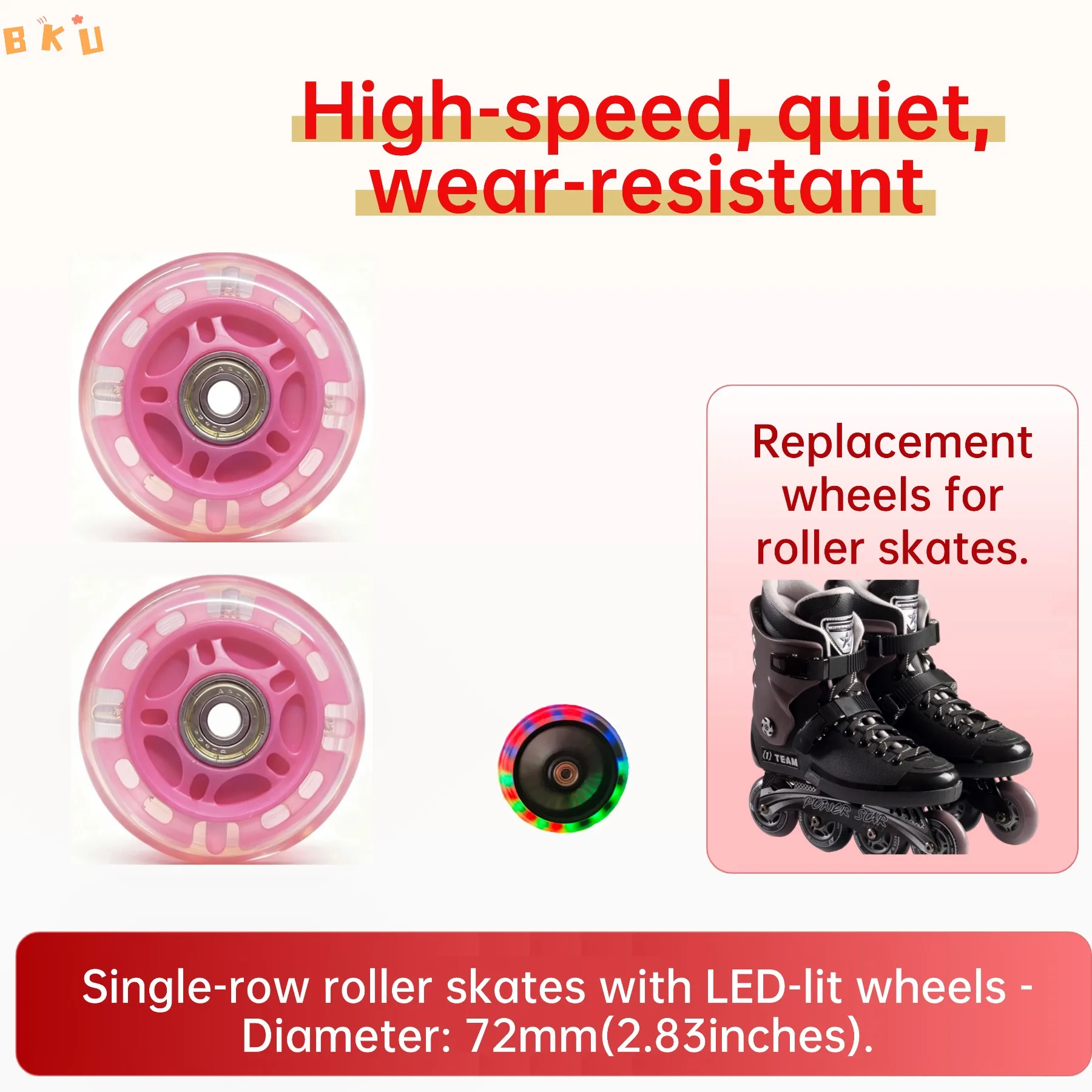 عجلات تزلج LED متوهجة مكونة من 4 محامل PU ABEC-7 مقاس 72 مم، عجلات مضيئة متعددة الألوان للزلاجات المضمنة والدراجات البخارية والأمتعة