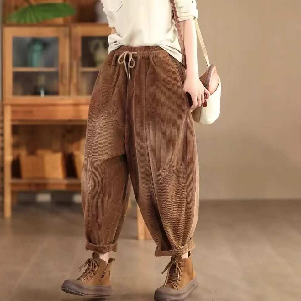 

Pant Sets Pants Solid Corduroy Guangdong Loose Non Strech Cotton Pants Capris Traffic Favourite