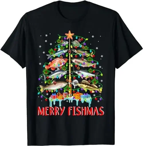 

Merry Fishmas Funny Christmas Tree Lights Fish Fishing Rod T-shirt, Sweatshirt, Hoodie 35156