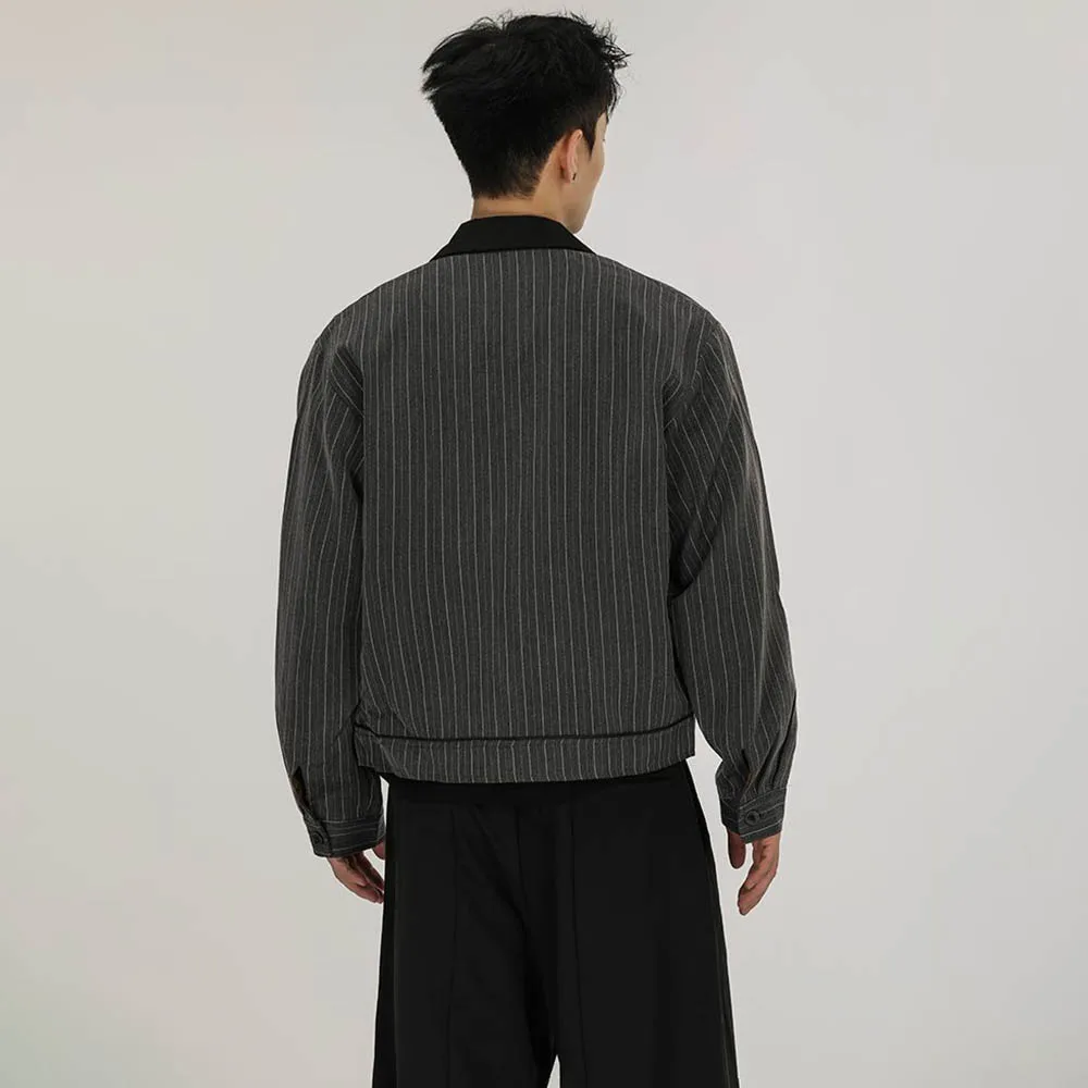 Veste courte rayée à manches longues pour homme, rétro coréen, tendance, haute rue, décontractée, ample, Niche, hauts pour hommes, nouvelle collection automne 2025