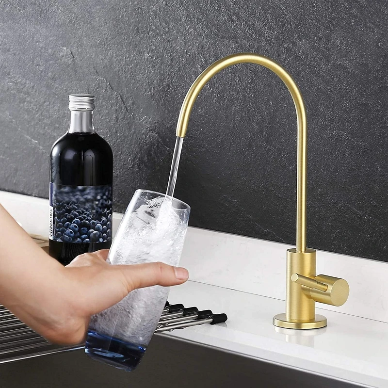 Brushed Gold Drinking Water Purifier Faucet Stainless Steel Drinking Water Reverse Osmosis Systems Kitchen Water Filter Tap 1/4\