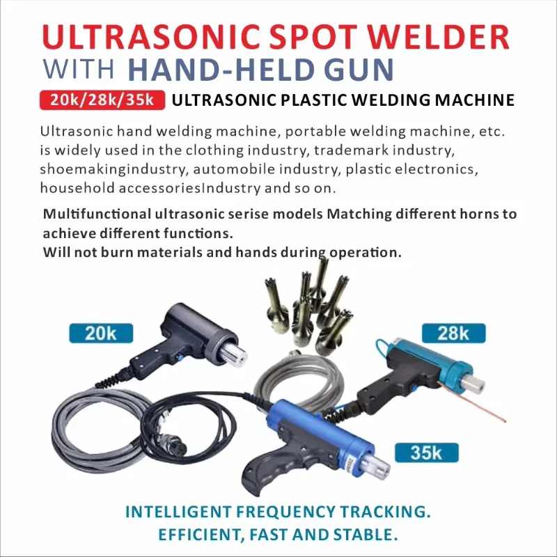 New Portable Efficient 20kHz 2000W Stainless Steel 220V Nonwoven Fabric Auto Parts Handheld Ultrasonic Welding Machine CE