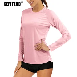 KEFITEVD Quick Dry Women's UPF 50+ Long Sleeve T-Shirts Skin Sun/UV Protection Breathable Lightweight Swim Outdoor Hiking Shirts