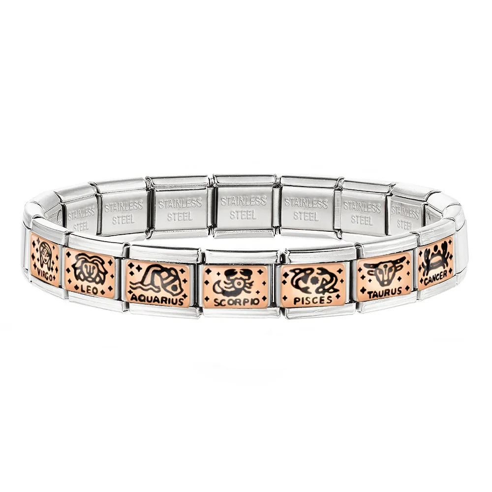 Modische 12 Sternzeichen Italienische Charms Passend für 9mm Damen- und Herrenarmbänder Edelstahl DIY Schmuckherstellung Perlen Großhandel – Detail 5