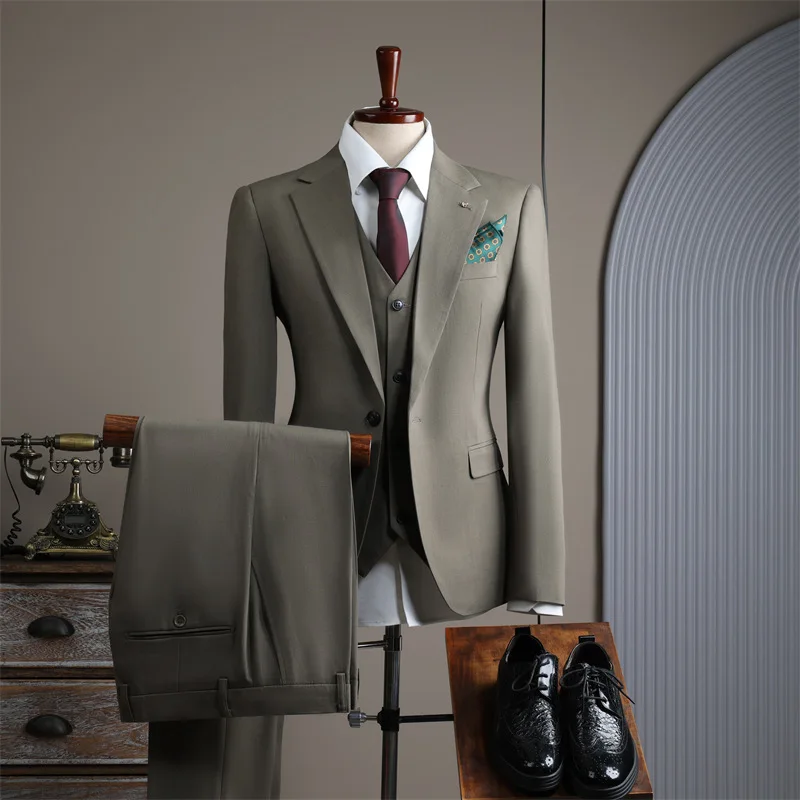 (16) Customized Fashionable Groom’s Wedding Suit, Men’s Slim Work Clothes, Business Formal Wear