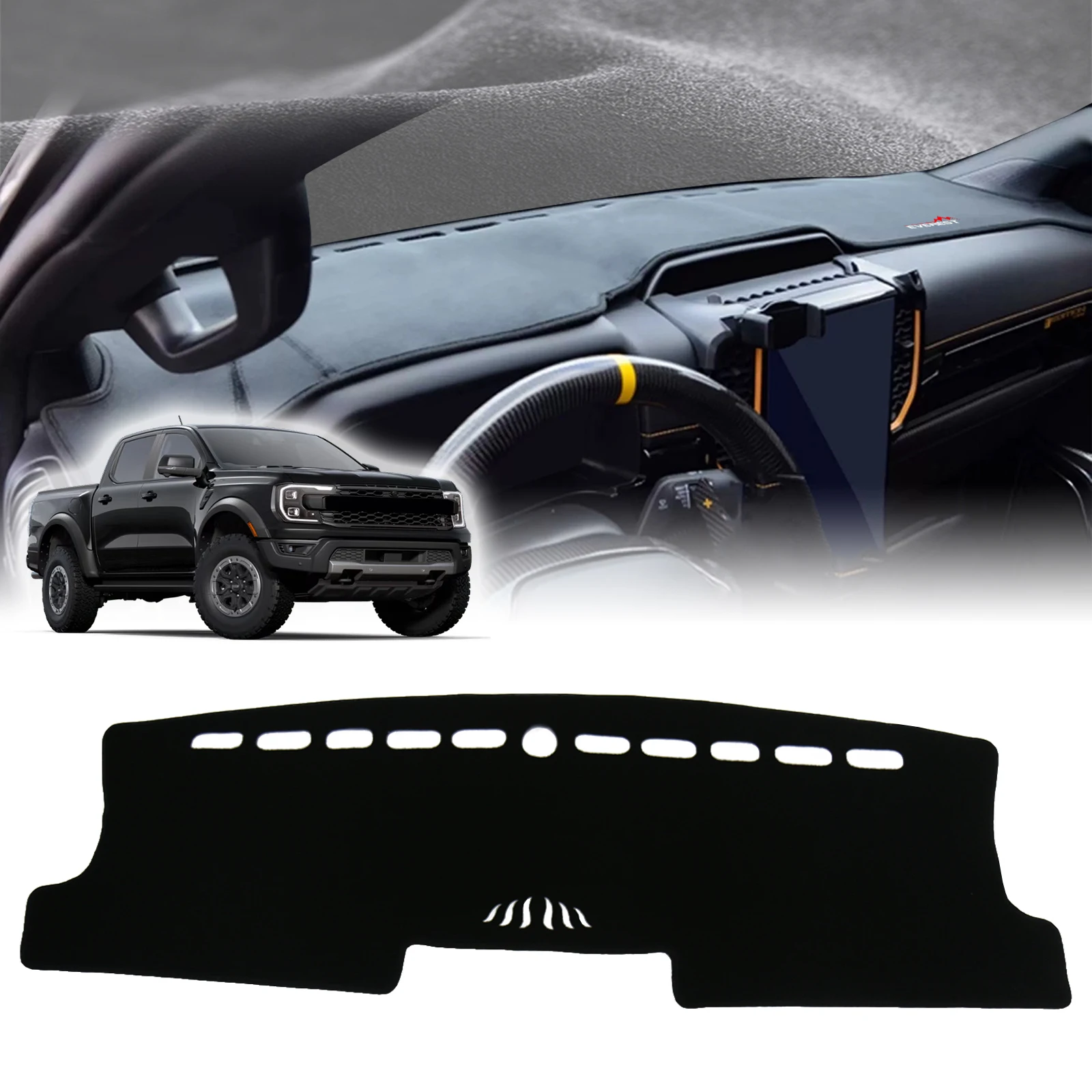 

for Ford Everest Ranger 2022-2026 Wildtrak Raptor T9 Dashmat DashMat Sunshade Dashboard Cover Pad Protective Carpet Accessories