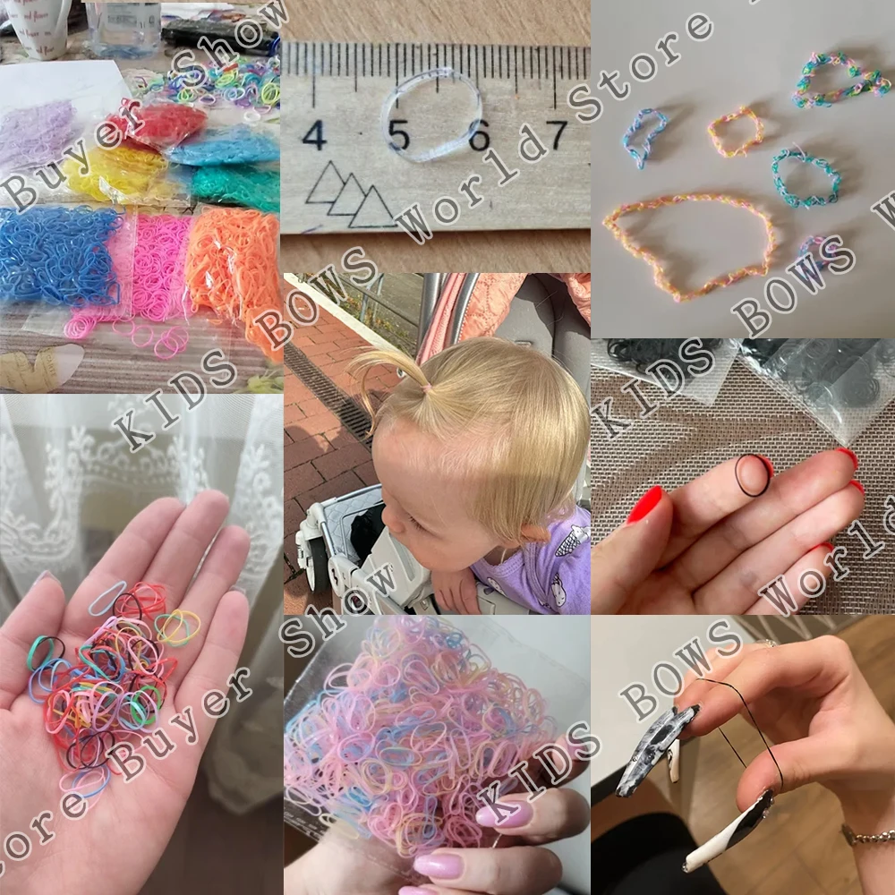 500 unids/bolsa, banda de goma desechable colorida para niñas, lazos para el cabello, diadema para niños, coleteros, bandas, accesorios para el