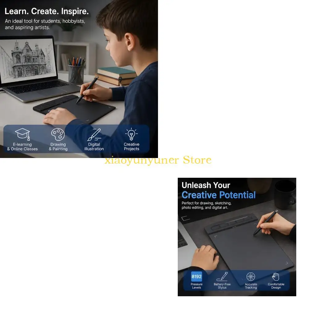 P9JB USB Drawing Pad with Pen for Drawing, Writing and Photo Edits