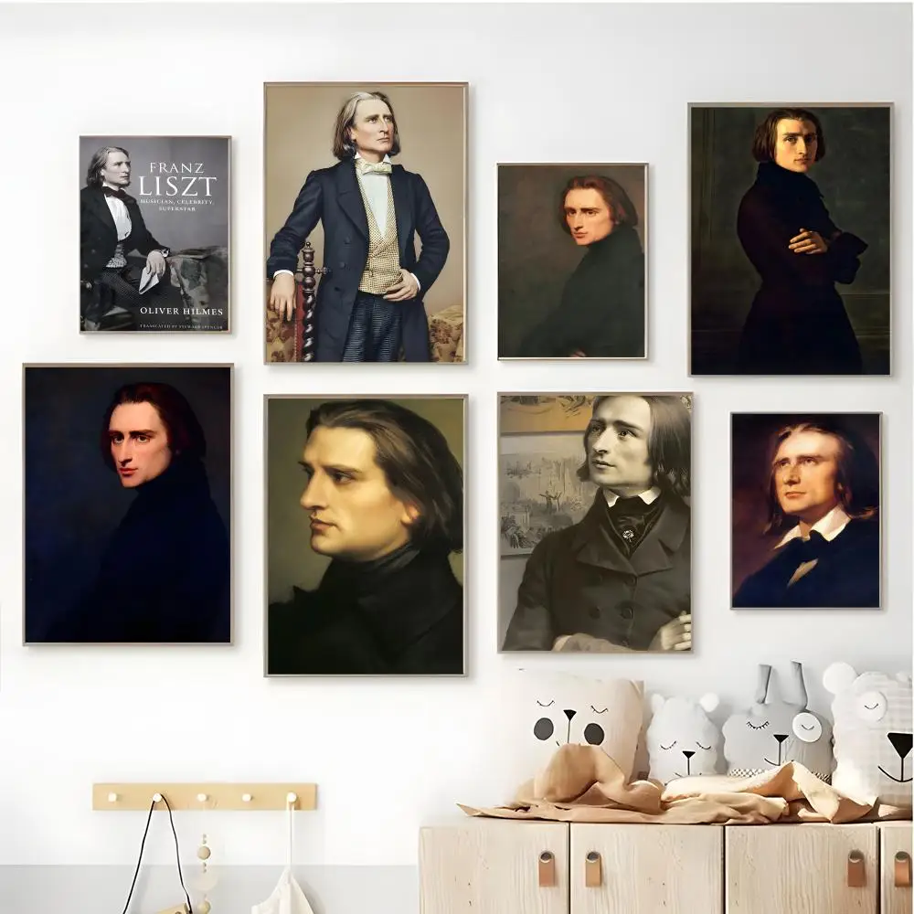 Virtuoso Composer Franz Liszt Poster Self-adhesive Art Waterproof Coffee House Bar Room Wall Decor