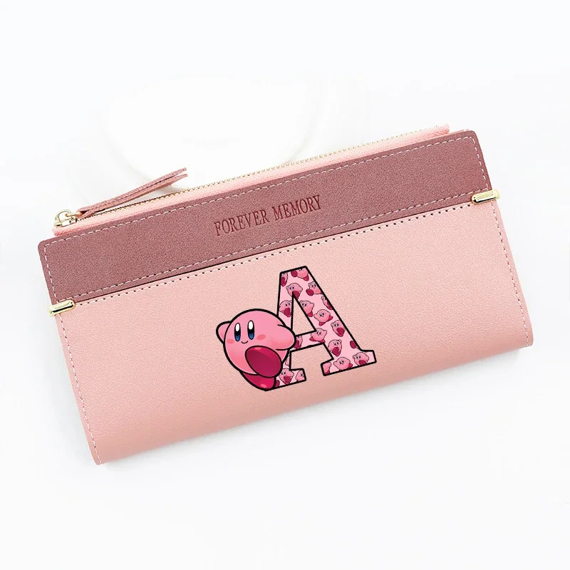 Star Kirby Wallet Girl Cute Cartoon Letter Zipper Purse Large Capacity Bank Card Banknote Storage Package Anime Card Bag Gift