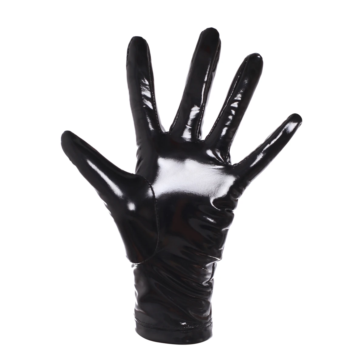 Ftshist Women\'s Shiny Long Gloves Faux Leather Wrist Length Gloves Latex Full Fingers Metallic Color PU For Halloween Costumes