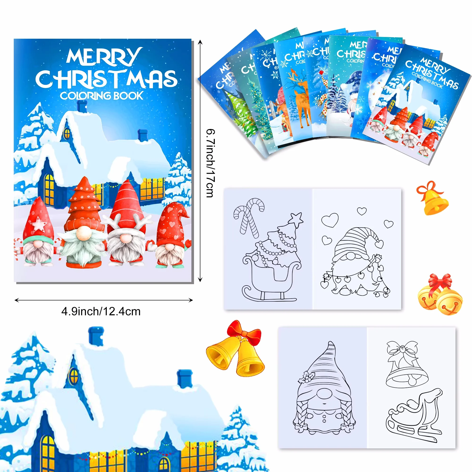 16pcs Cartoon Christmas Tree Snowman Deer Graffiti Drawing Painting Books DIY Coloring Picture Book Birthday Party Gifts