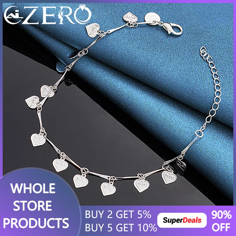 

ALIZERO 925 Sterling Silver Small Hearts Bracelet Chain For Women Fashion Party Wedding Engagement Jewelry Valentine's Day Gift