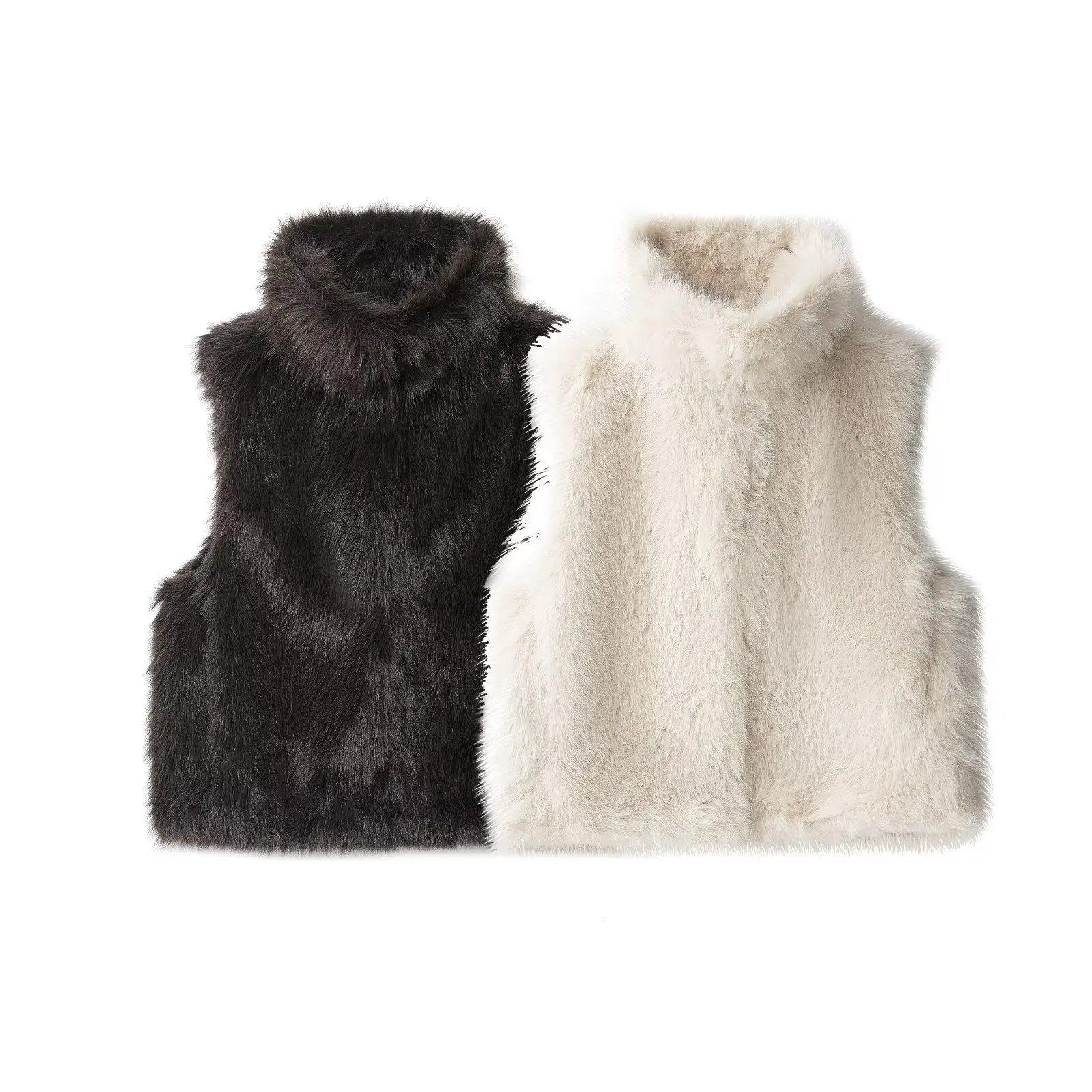 

Fall/Winter New Arrival American Style Women's Faux Fur Vest Coat Warm and Soft Outerwear Solid Color Versatile Party Vest