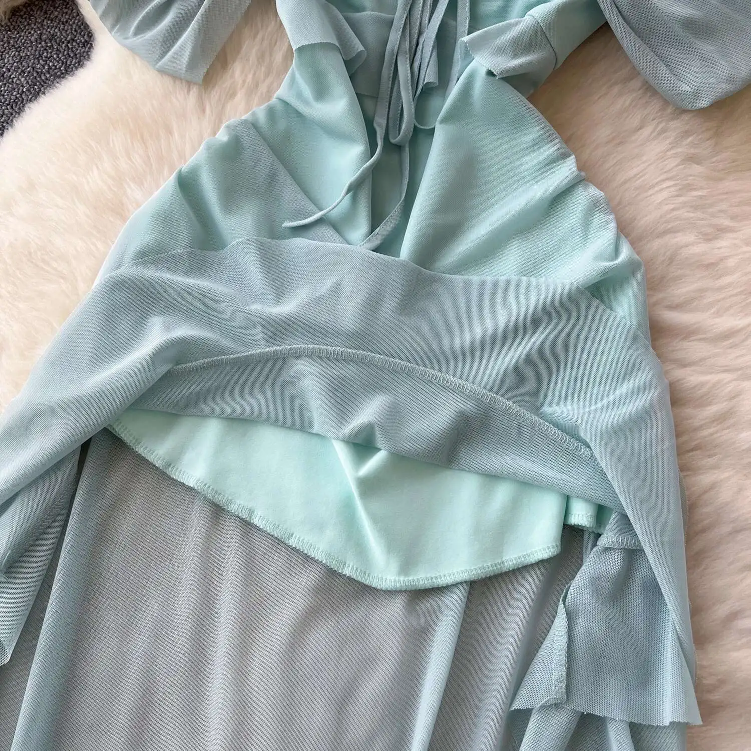 French Off Shoulder Sexy Beach Dress Women Summer Shawl Sleeveless Irregular Long Dresses Ladies Chiffon Boho Green Long Robe