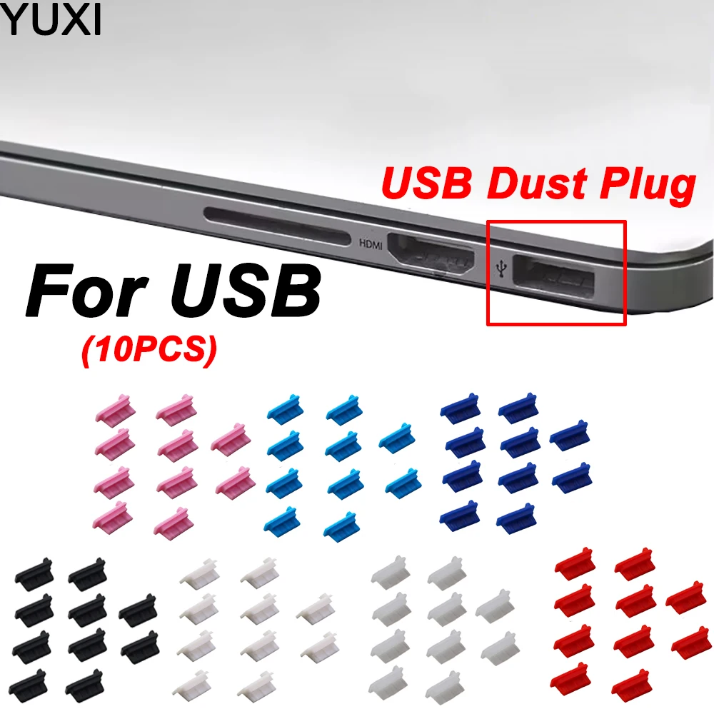 YUXI 10pcs Silicone Anti Dust Plug Cover Stopper Laptop Dust Plug Laptop Dustproof USB Dust Plug Computer Accessories