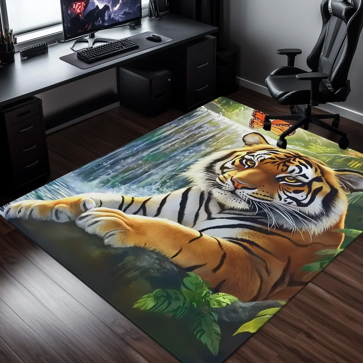 Majestic Tiger Jungle Area Rug Realistic Wildlife Print Indoor Carpet Mat Home Decor Living Room Safari Animal Design Mat