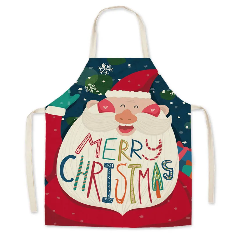 Christmas Santa Printed Apron Christmas Tree New Year Festival Apron Ladies Apron Kitchen Apron Kitchen and Household Goods