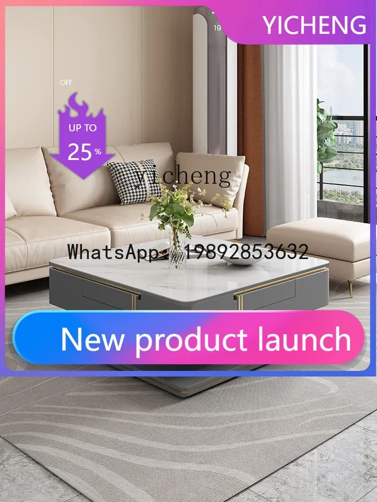 

multi-functional lifting coffee table dining table living room household electric lifting rock slab mahjong table integrated