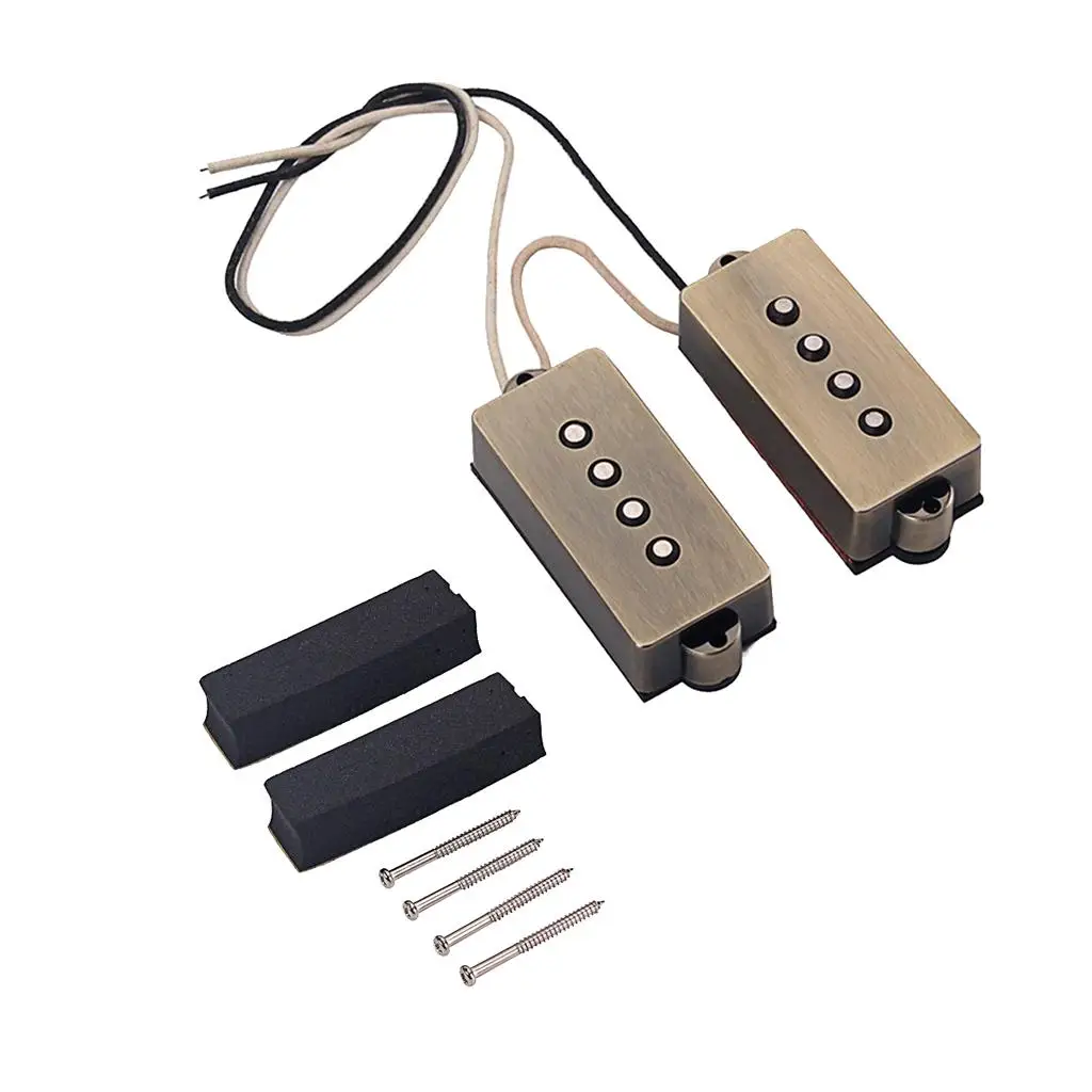 Bass Guitar Pickup Neck Bridge Set with Alnico V Magnets Classic Tone Sound Pickup for 4 String Precision Bass Instruments - view 2