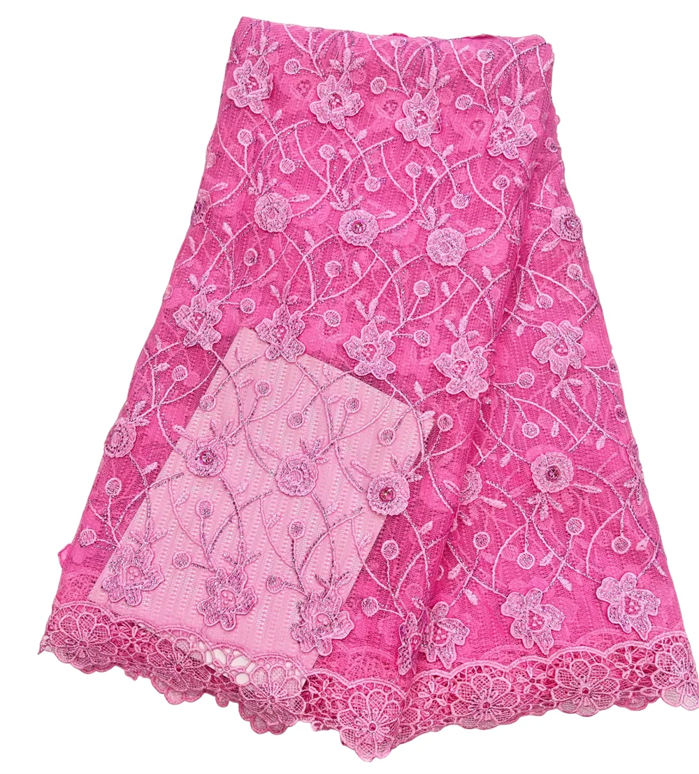 3D French Mesh Nigerian Guipure Lace Fabric 2026 High Quality Water Soluble African Cord Lace Fabric For Party Dress Sew Wedding