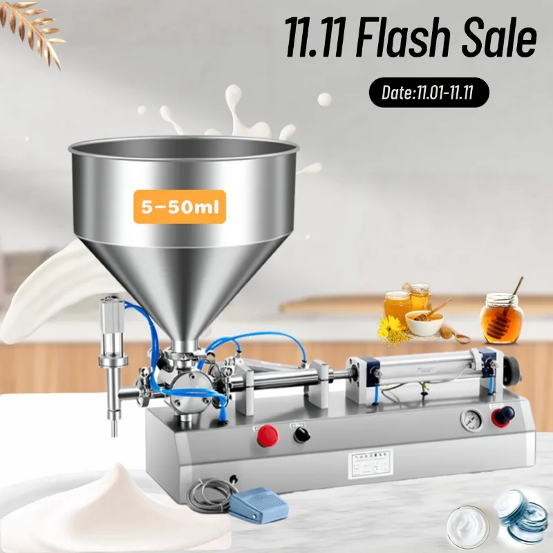 

Semi-automatic 5-50ml Air-driven Volumetric Piston Filler Liquid Filling Machine For Liquid Honey Perfume Hand Sanitizer