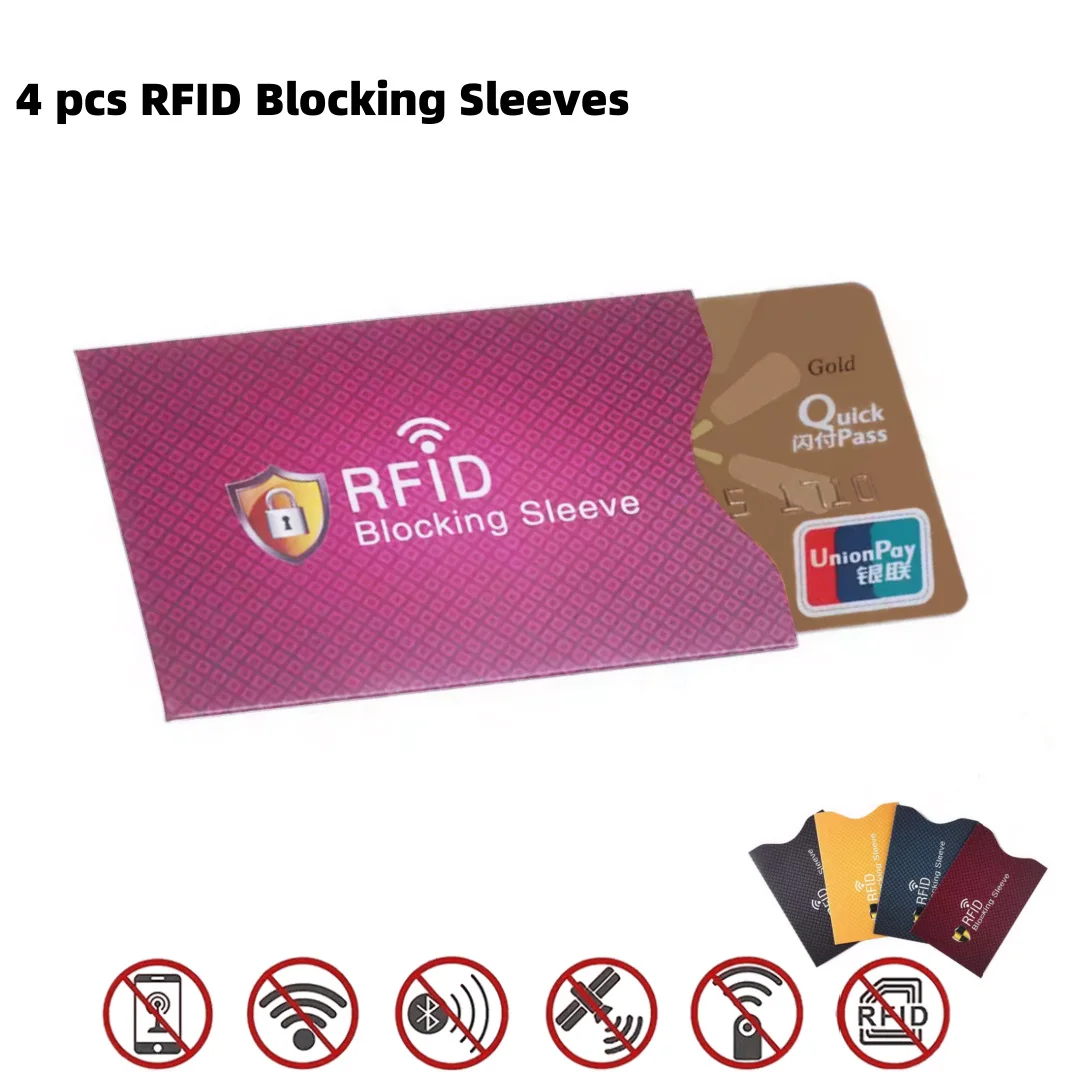 

4pcs Anti-Theft NFC Scan Covers EMF Shielding RFID Blocking Sleeve Protector Holder for ID Credit Card Bag Type