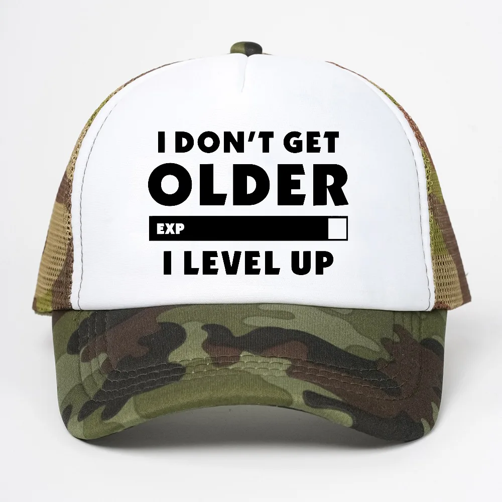 I Don't Get Older I Level hat Gamers Gaming Men Baseball Cap Casual Men's mesh breathable visor Trucker Hats