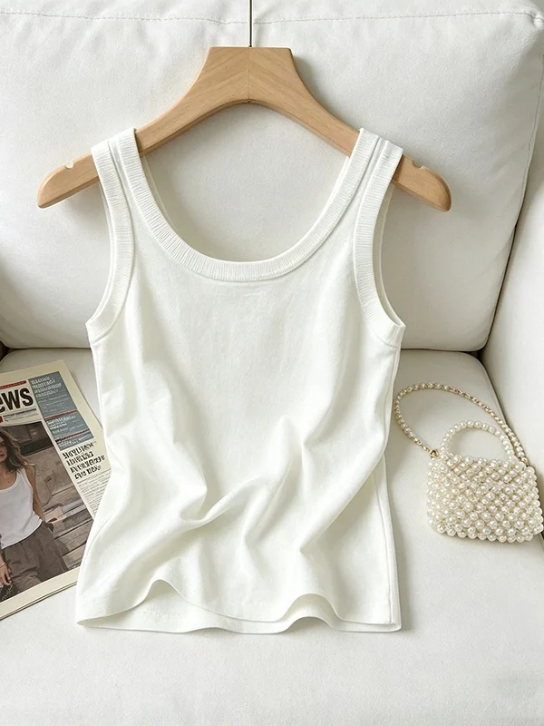 

Summer New plus Size Women's Sleeveless T-Shirt Pure Color Vest Strap Top Simple Fashion Match All Seasons Anti-Aging Shirt