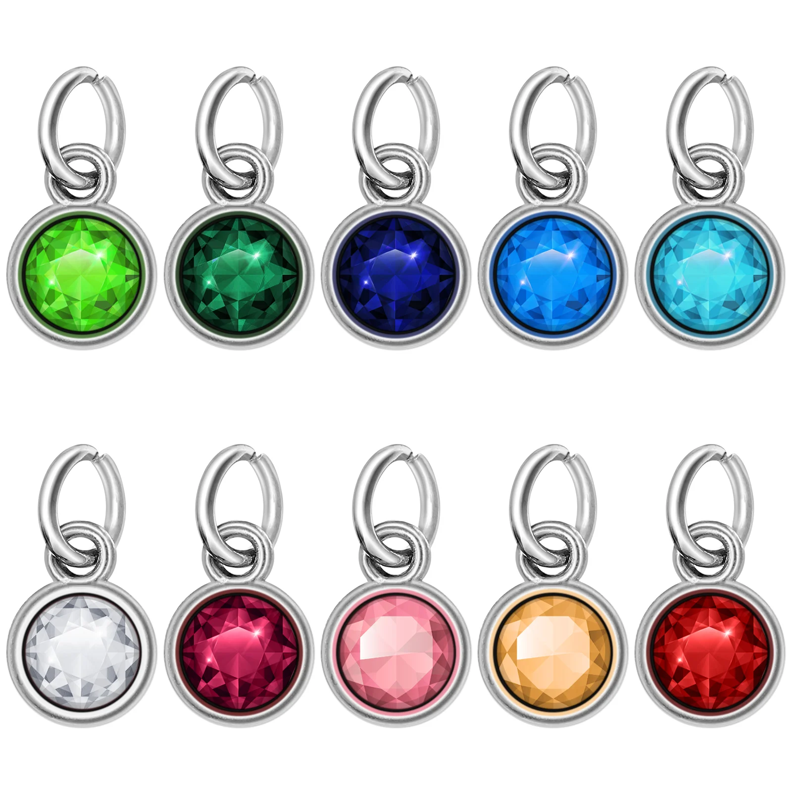 

24 Pcs Stainess Steel Birthstones Pendant Charms Stainless Key Shackle DIY Necklace Pearl Earrings