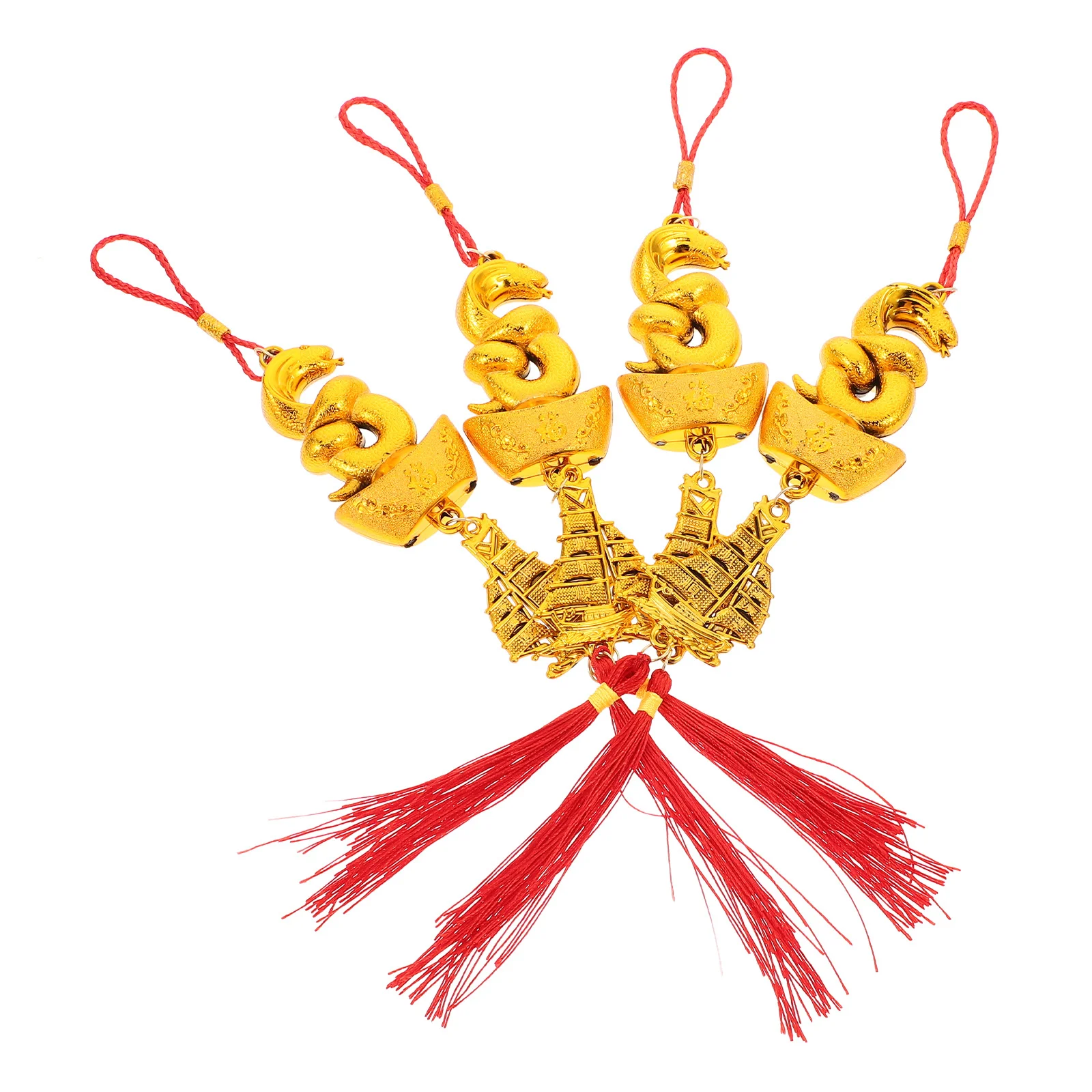 4 pezzi di ciondolo anno serpente per festival di primavera, capodanno cinese, decorazione da appendere per albero di casa, ufficio, ornamento con nappa per interni ed esterni