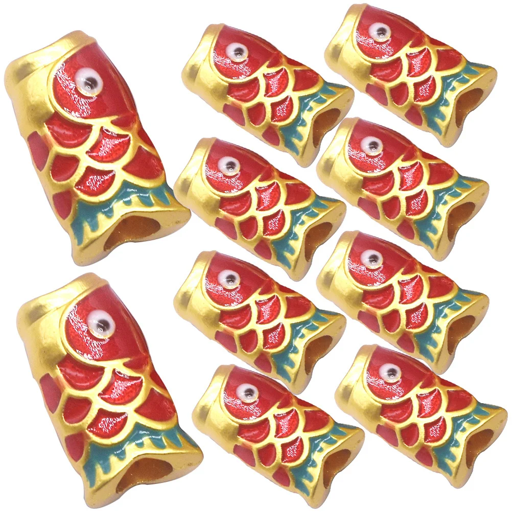 

10Pcs Chinese Style Koi Fish Beads DIY Jewelry Accessories Decorative Alloy Charms Koi Fish Beads Jewelry Ornament