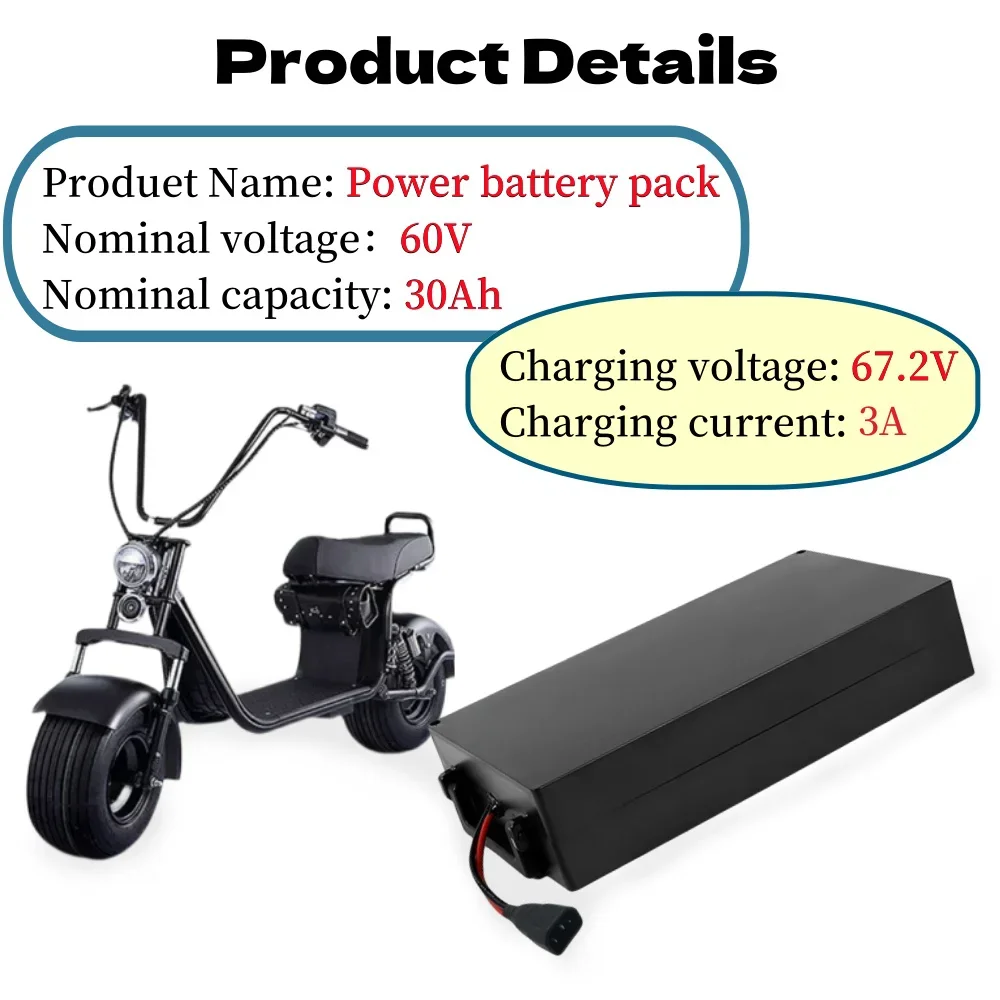 16S8P For Harley electric motorcycle 60V 30Ah lithium battery Waterproof Two Wheel Foldable Citycoco Electric Scooter Bicycle