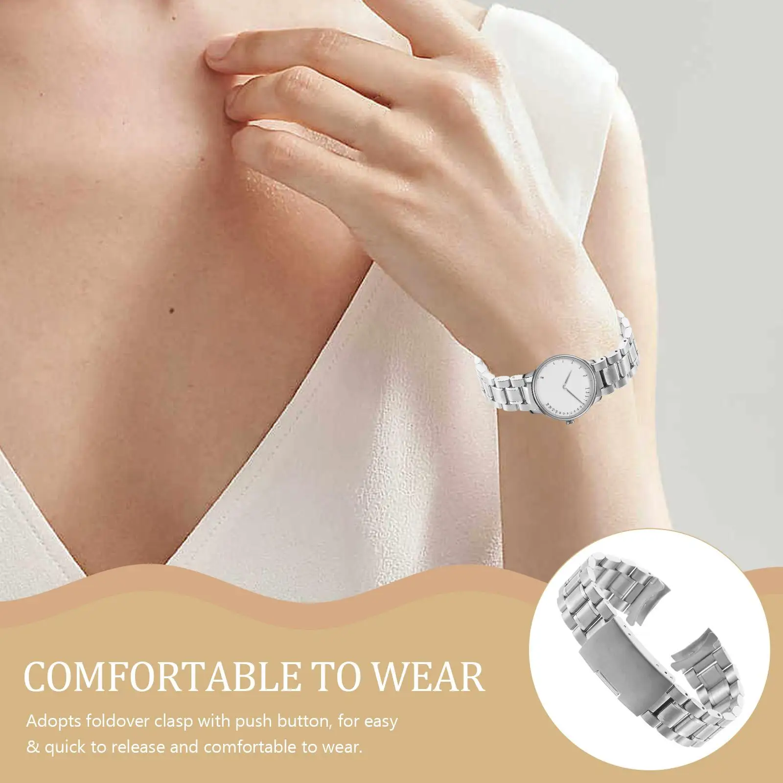 الفولاذ المقاوم للصدأ حزام (استيك) ساعة 20 مللي متر 175 مللي متر طول 3 5 مللي متر سميكة المشبك منحني نهاية الصلبة وصلة الربيع القضبان استبدال