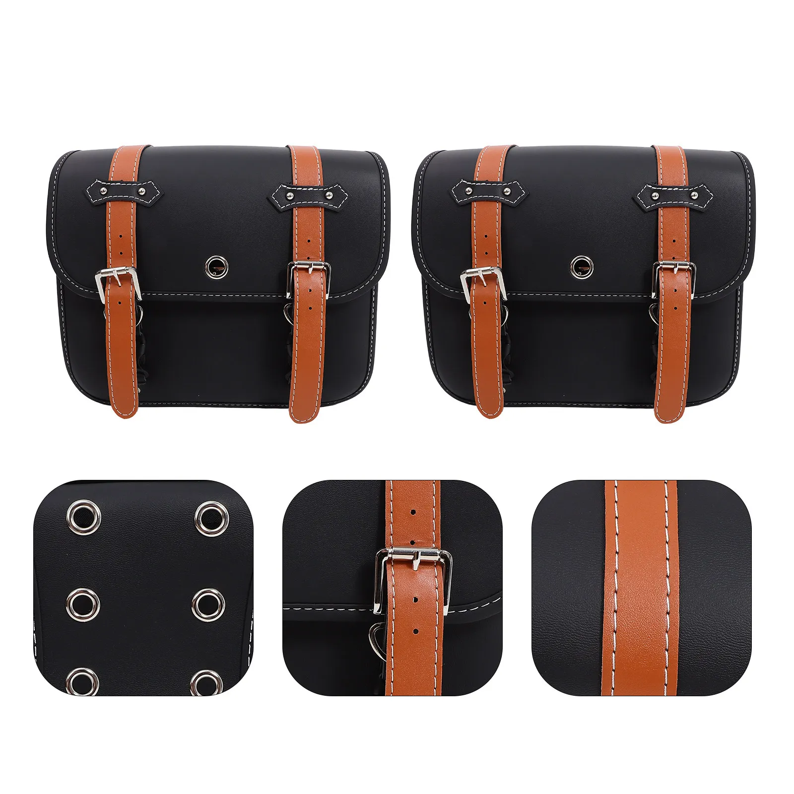 

2Pcs Motorcycle Bag PU Side Tool Bag Front Fork Mount Waterproof Storage Pouch for License Phone Sunglasses Gloves