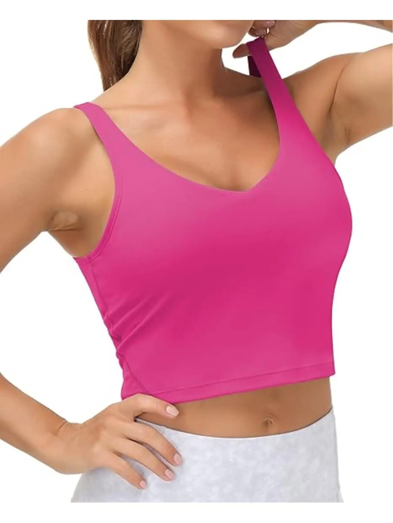 Women’s Longline Sports Bra Wirefree Padded Medium Support Yoga Bras Gym Running Workout Tank Tops
