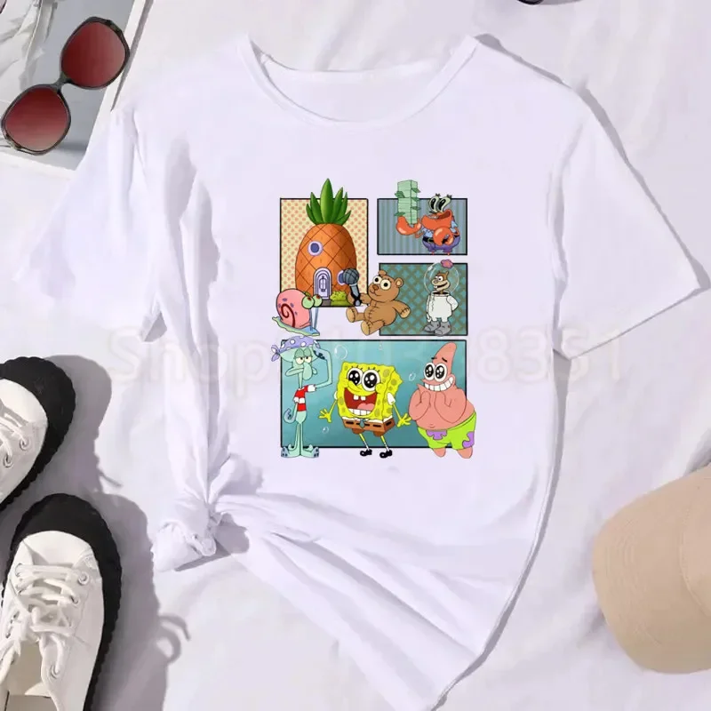 

Summer Spongebobs Patrick Star Pattern T-Shirt Women Kawaii Aesthetic T-Shirt Cartoon Breathable Comfortable T-Shirt Tops