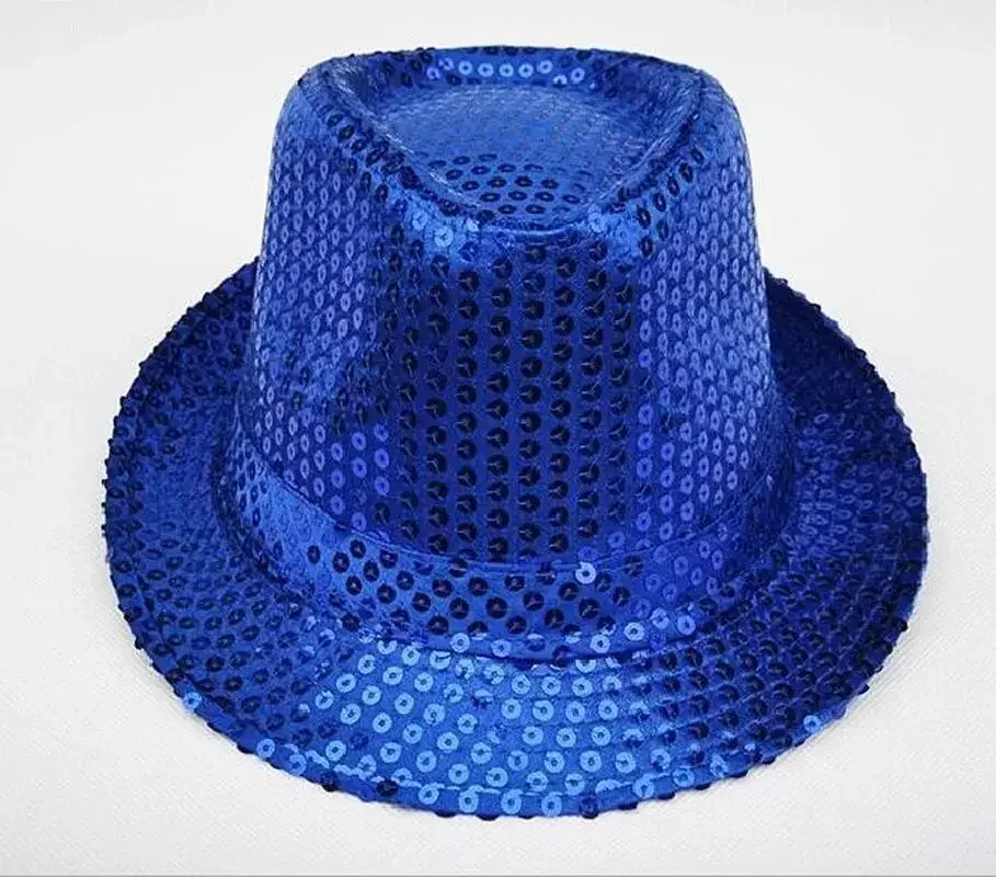 Sombrero de Jazz para fiesta de espectáculo de danza, gorros de vaquero con lentejuelas brillantes, accesorio de juego de rol a la moda, disfraz de actuación, sombreros con cuentas para hombres y mujeres, sombreros de fieltro