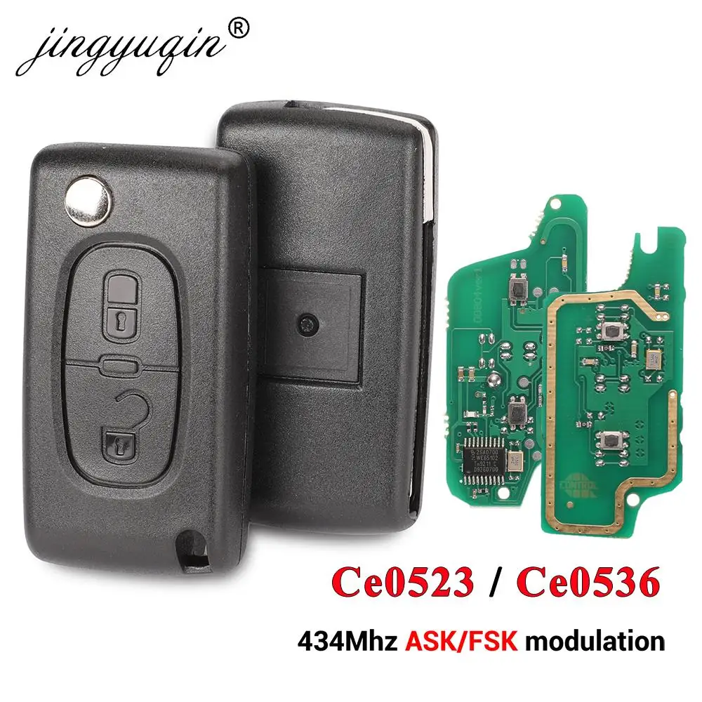 

jingyuqin 434Mhz ASK FSK 2 Button Remote Flip Key Fob For Citroen C2 C3 C4 C5 C6 C8 Xsara Picasso CE0523 Ce0536 VA2/HCA Blade