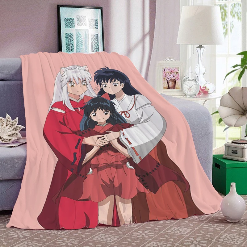 Nap Blanket Sofa Inuyasha Anime Warm Bed Fleece Camping Custom Fluffy Soft Blankets for Winter King Size Microfiber Bedding