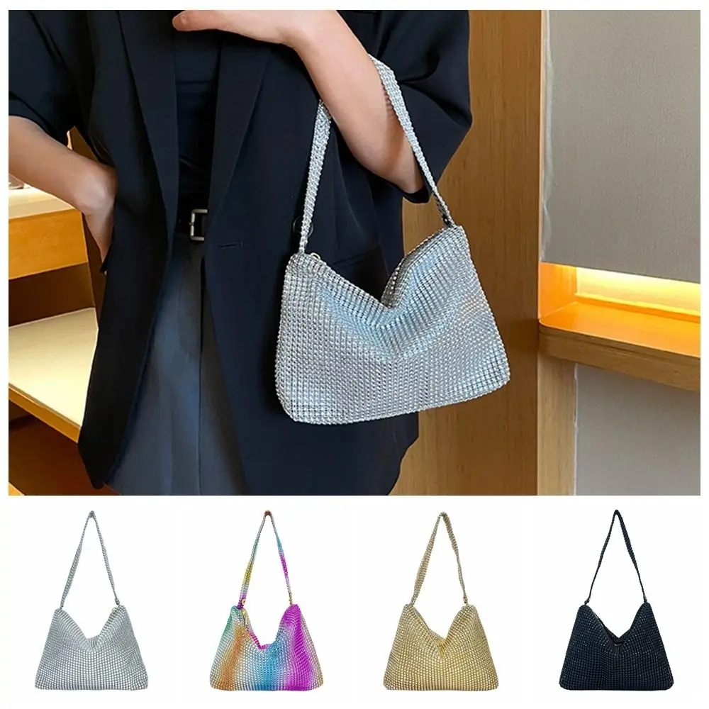 Korean Fashion Rhinestone Underarm Bag Personality Colorful Shoulder Bag Women's Handbag Party Simple Crossbody Bag