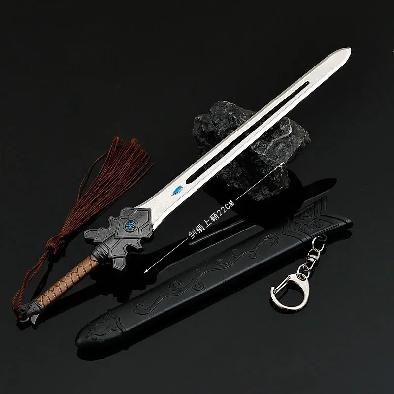 22cm Tearstained Sword Keychain Film Peripherals All Metal Weapon Model Crafts Ornaments Model with Sheath Gifts Collections