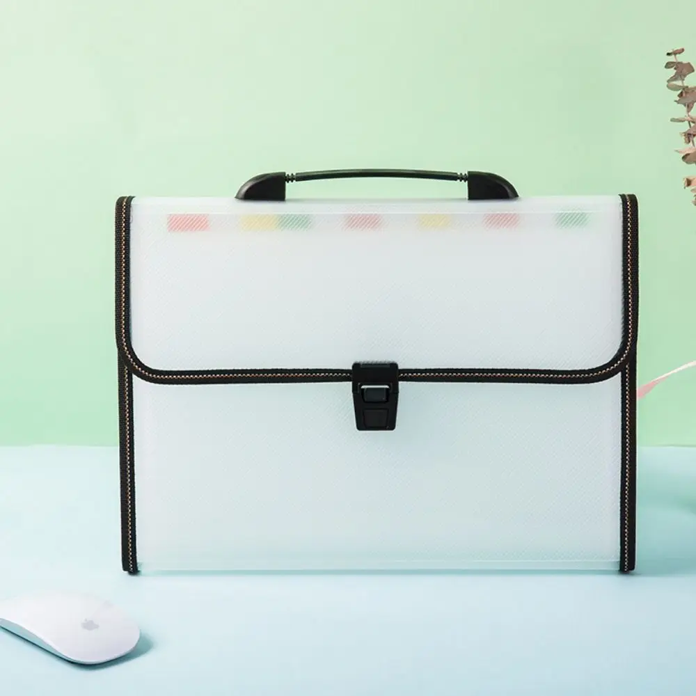 Durable Plastics Paper File Organizer Large Capacity A4 FC Size Briefcase With Handle Document Bag Data Contract Bill Storage